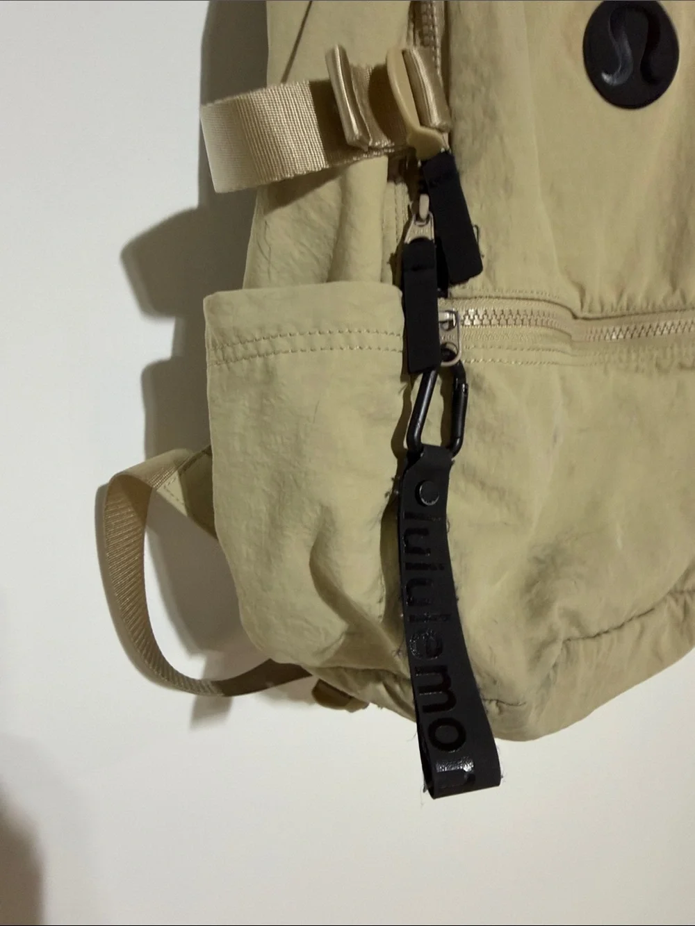lululemon athletica Tan Khaki Backpack with Front Zip Pocket